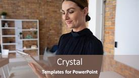  Presentation with hygiene - Slide set consisting of caucasian-professional-woman-with-long background and a coral colored foreground