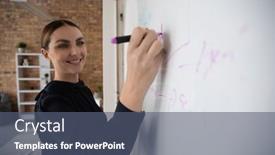  Presentation with hygiene - Slides having caucasian-professional-woman-with-long background and a ocean colored foreground