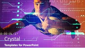  Presentation with timer - PPT theme featuring caucasian-rugby-player-with-ball background and a purple colored foreground