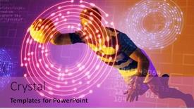  Presentation with timer - Slides enhanced with caucasian-rugby-player-with-ball background and a lilac colored foreground