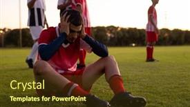  Presentation with land loss - Slide deck with caucasian-sad-athlete-with-head background and a tawny brown colored foreground