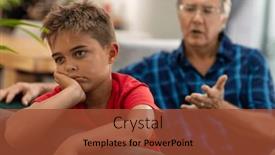  Presentation with togetherness - Presentation design consisting of caucasian-sad-boy-with-hand background and a red colored foreground