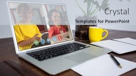  Presentation with learning - Colorful PPT theme enhanced with caucasian-schoolboy-and-schoolgirl-learning backdrop and a lemonade colored foreground