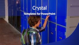  Presentation with locker room - Presentation theme enhanced with caucasian schoolboy opening the locker background and a royal blue colored foreground