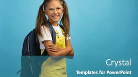  Presentation with heavy weight - Presentation theme featuring caucasian-schoolgirl-girl-in-round background and a teal colored foreground