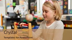  Presentation with mathematics - Cool new slides with caucasian schoolgirl learning mathematics backdrop and a coral colored foreground