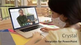  Presentation with face mask - Presentation enhanced with caucasian-schoolgirl-wearing-face-mask background and a coral colored foreground