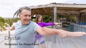  Presentation with senior couple - PPT layouts with caucasian-senior-couple-with-arms background and a light blue colored foreground