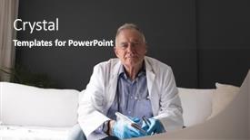  Presentation with lockdown - Slides having caucasian-senior-male-doctor-holding background and a dark gray colored foreground