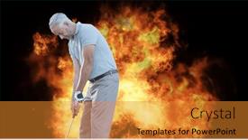  Presentation with retirement golf - Presentation design with caucasian-senior-male-golf-player background and a gold colored foreground