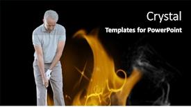  Presentation with retirement golf - Presentation enhanced with caucasian-senior-male-golf-player background and a black colored foreground