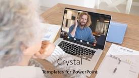  Presentation with business communication - Presentation design enhanced with caucasian-senior-woman-discussing-over background and a coral colored foreground