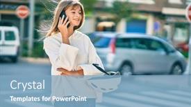  Presentation with pittsburgh city and sports - Slide set consisting of caucasian-sporty-teenager-girl-holding background and a light blue colored foreground