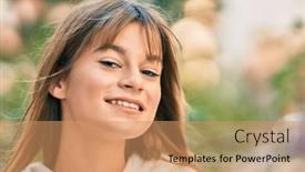  Presentation with sporty - PPT layouts enhanced with caucasian-sporty-teenager-girl-smiling background and a coral colored foreground