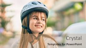  Presentation with sporty - PPT theme consisting of caucasian-sporty-teenager-girl-smiling background and a coral colored foreground