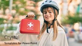  Presentation with first aid kit - Theme enhanced with caucasian-sporty-teenager-girl-wearing background and a soft green colored foreground