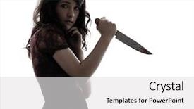  Presentation with white blood cell - PPT layouts featuring caucasian strange young woman killer background and a white colored foreground