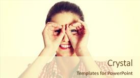  Presentation with joyful - Colorful presentation theme enhanced with caucasian teen making a face backdrop and a cream colored foreground