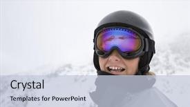  Presentation with british columbia canada - PPT theme having caucasian teenage boy skier in helmet and goggles at ski resort on mountain in whistler british columbia canada background and a lemonade colored foreground