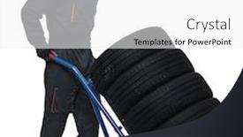  Presentation with tire - Amazing presentation having caucasian-tire-repairer-with-handtruck backdrop and a white colored foreground