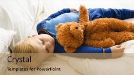  Presentation with teddy bear - Slides enhanced with caucasian toddler boy sleeping background and a coral colored foreground