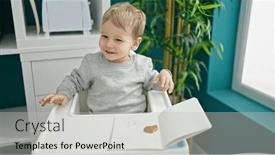  Presentation with toddler eating - Slide deck with caucasian-toddler-eating-cookies-sitting background and a light gray colored foreground