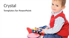  Presentation with music instruments - Beautiful theme featuring caucasian toddler playing with music backdrop and a white colored foreground