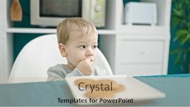  Presentation with toddler eating - PPT theme featuring caucasian-toddler-sitting background and a soft green colored foreground