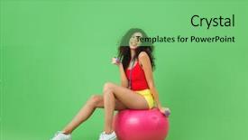  Presentation with aerobics - PPT theme with caucasian woman 20s wearing summer background and a seafoam green colored foreground