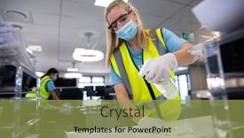  Presentation with safety workplace - Audience pleasing PPT theme consisting of caucasian-woman-and-colleague-wearing backdrop and a yellow colored foreground