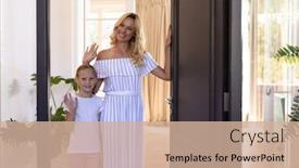  Presentation with daughter - Slide set enhanced with caucasian-woman-and-her-daughter background and a coral colored foreground