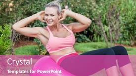  Presentation with home garden - PPT theme with caucasian-woman-doing-pilates background and a coral colored foreground