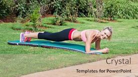 Presentation with home garden - Colorful slides enhanced with caucasian-woman-doing-pilates backdrop and a lemonade colored foreground