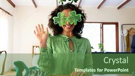  Presentation with green - Slides consisting of caucasian-woman-dressed-in-green background and a tawny brown colored foreground