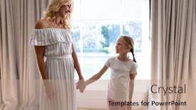  Presentation with lockdown - PPT theme consisting of caucasian-woman-enjoying-her-time background and a coral colored foreground