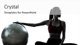  Presentation with fitness - Amazing slide set having caucasian woman exercising fitness ball backdrop and a white colored foreground
