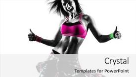  Presentation with crossfit fitness trx training exercises - Presentation theme featuring caucasian woman fitness exercises dance background and a white colored foreground