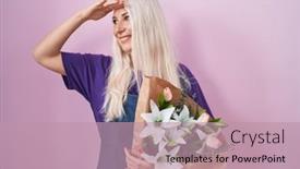  Presentation with hand holding flowers - 