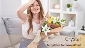  Presentation with hand holding flowers - 