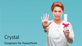  Presentation with certificate - Theme having caucasian woman holding degree certificate background and a light blue colored foreground