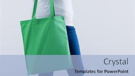  Presentation with canvas - PPT theme with caucasian-woman-holding-green-canvas background and a light blue colored foreground