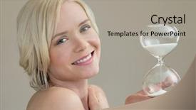  Presentation with timer - Amazing presentation theme having beautiful caucasian woman holding hour backdrop and a mint green colored foreground