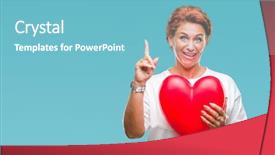  Presentation with one heart one dream - Theme having caucasian woman holding red heart background and a light blue colored foreground