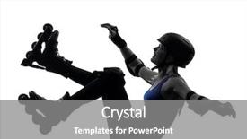  Presentation with studio - Beautiful presentation design featuring caucasian woman in roller skates backdrop and a gray colored foreground