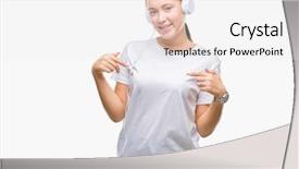  Presentation with music maker - PPT theme having caucasian woman listening to music background and a  colored foreground