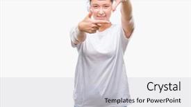  Presentation with listening woman - Beautiful theme featuring caucasian woman listening to music backdrop and a  colored foreground