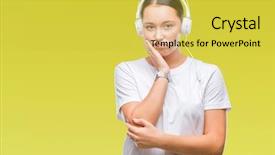  Presentation with music 20th century - Colorful slides enhanced with caucasian woman listening to music backdrop and a  colored foreground