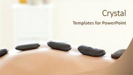  Presentation with massage therapy - PPT theme enhanced with caucasian woman lying on a massage table having a stone therapy background and a cream colored foreground