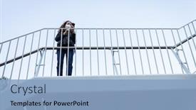  Presentation with pedestrian bridge - Slides enhanced with caucasian-woman-out background and a light blue colored foreground
