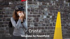  Presentation with cycling - Slide set consisting of caucasian-woman-out background and a dark gray colored foreground